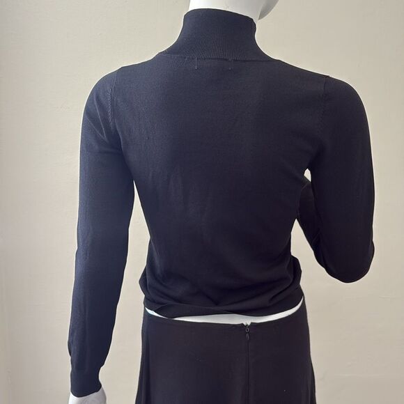 Miaou Eros Black Cutout Long Sleeve Thin Knit Mock Neck Sweater Top - Picture 3 of 8